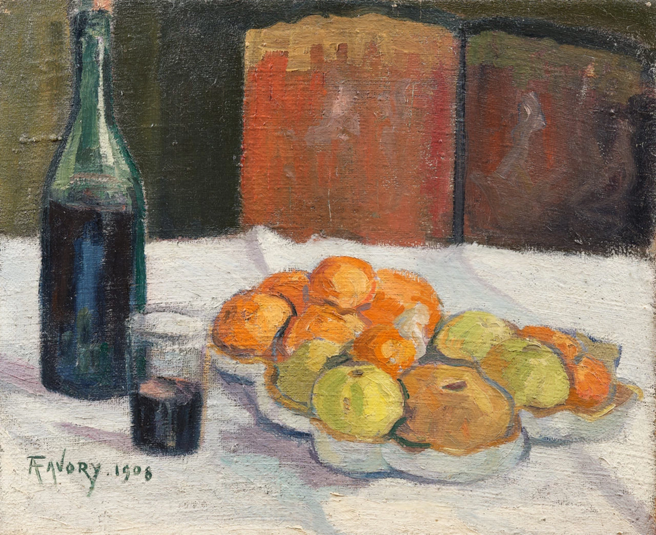 Nature morte à la bouteille et aux fruits, 1908